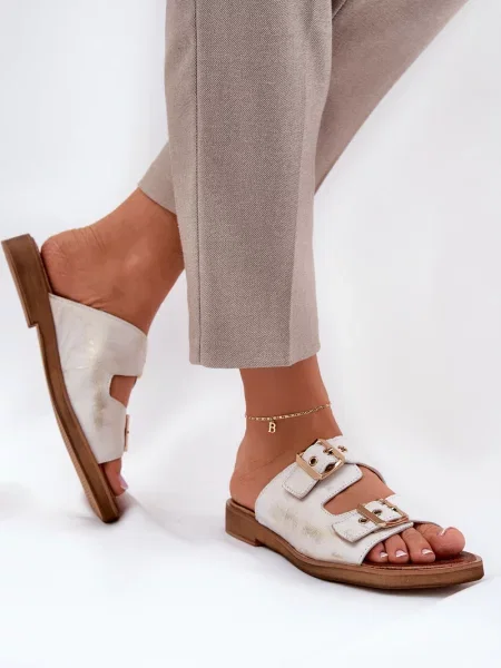 Kožené pantofle Zazoo zlaté