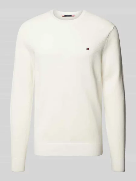 Klasyczny Sweter z Okrągłym Dekoltem Tommy Hilfiger biały