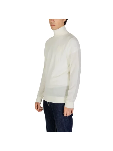 Sweter z golfem Calvin Klein Jeans wełniany niebieski