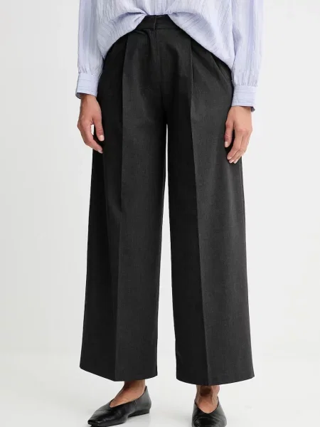 Kalhoty Sessun široké medium waist šedá