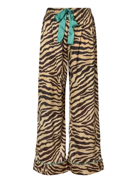 WILD LOVERS Pantaloni de pijama Madeliene maro închis / deschis / verde mentă galben