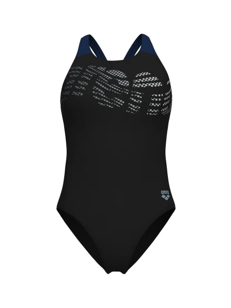 ARENA Costum de baie întreg FLOWING negru alb