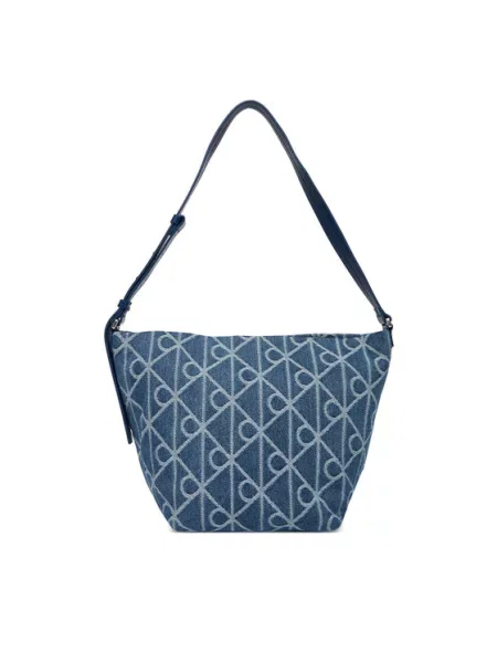Τσάντα Calvin Klein Emblem Aop Denim Bucket μπλε