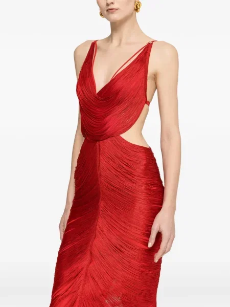Rochie midi Nissa cu franjuri roșu