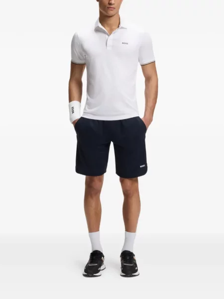 Tricou polo Boss cu autograf alb