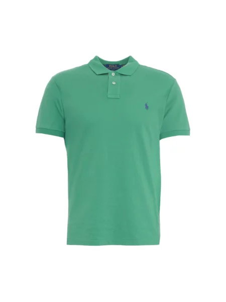 Długa koszulka polo Polo Ralph Lauren z logo z krótkim rękawem zielona