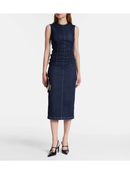 Obleka denim obleka Sportmax nad koleni modra