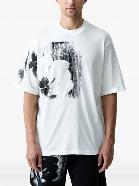 Tricou Armani Exchange cu model floral cu imagine alb