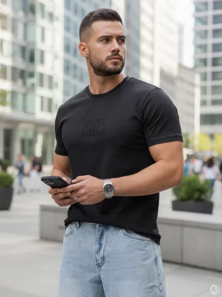 T-shirt z nadrukiem Dstreet czarny