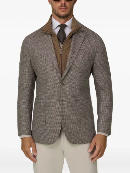 Μάλλινος μπλέιζερ Boggi Milano houndstooth καφέ