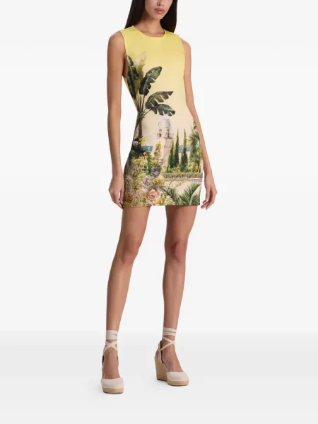 Rochie mini Alice + Olivia cu imagine galben