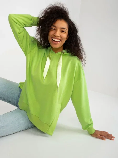 Hanorac cu glugă Fashionhunters cu crăpătură verde
