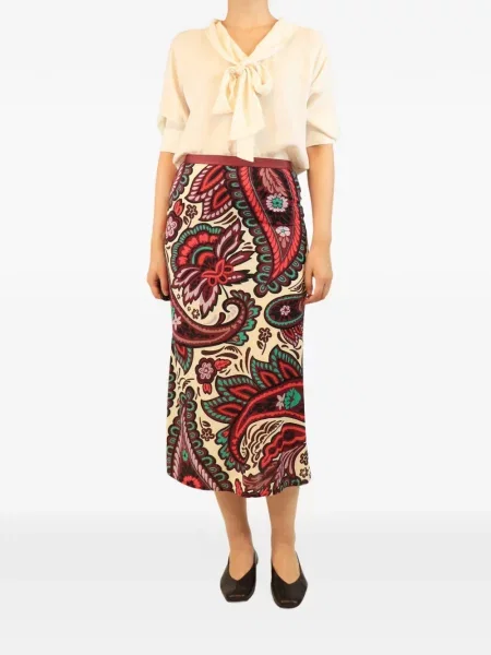 Fustă midi Siyu cu imagine cu model paisley