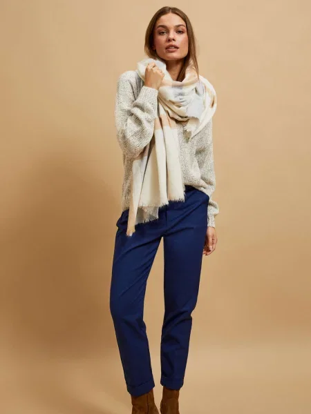 Fular Marisse în carouri alb