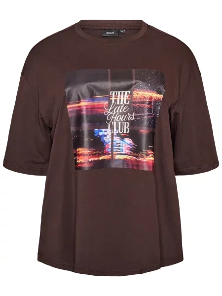 Zizzi Tricou supradimensional Mea H albastru / ciocolatiu / portocaliu alb