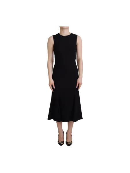 Sukienka midi Dolce And Gabbana dzwony bez rękawów czarna