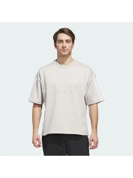 Krátký mikina bez kapuce Adidas s krátkými rukávy béžová
