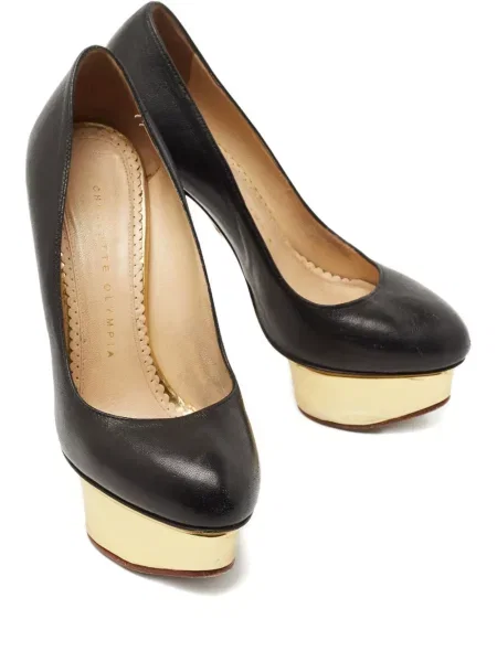 Czółenka Charlotte Olympia skórzana na platformie czarna