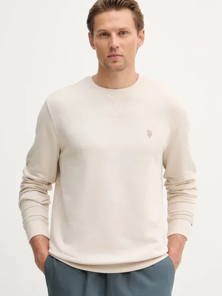 U.S. Polo Assn. mikina s bavlnou DHM LB CREW béžová