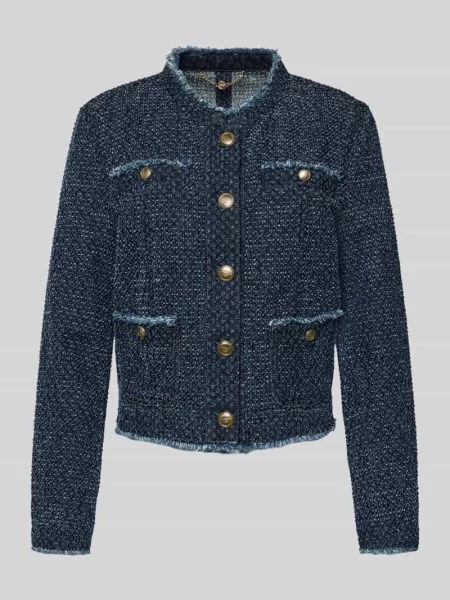 Żakiet o kroju regular fit ze stójką i listwą guzikową Marc Cain niebieska