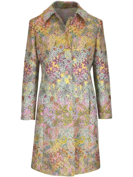 Palton Etro cu model floral din jacard galben