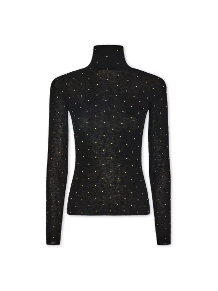 Sweter z golfem Rabanne wełniany do golfa czarny
