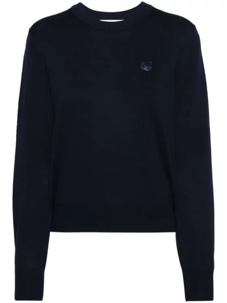 Pulover Maison Kitsune tricotate albastru