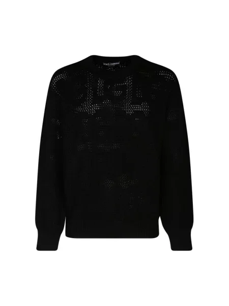 Sweter Dolce And Gabbana wełniany z logo czarny