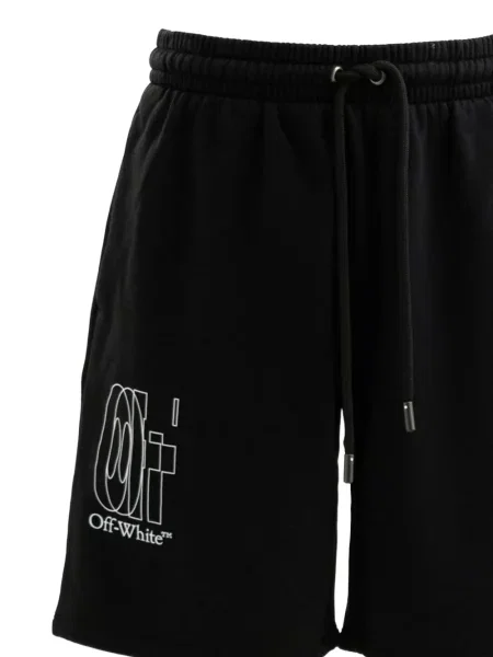 Pantaloni scurți Off-white cu imagine cu cordon alb