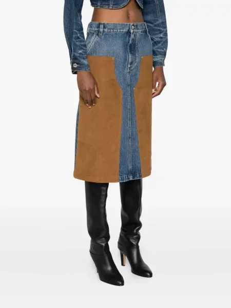 Fustă midi Stella Mccartney până la genunchi albastru