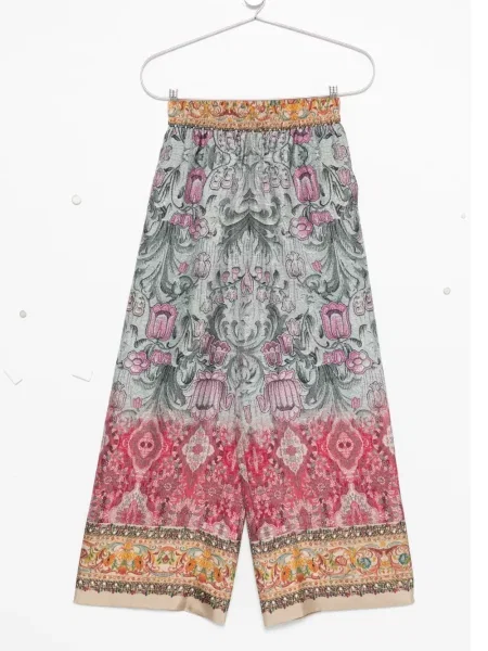 Pantaloni Pierre-louis Mascia de mătase cu model floral cu imagine verde