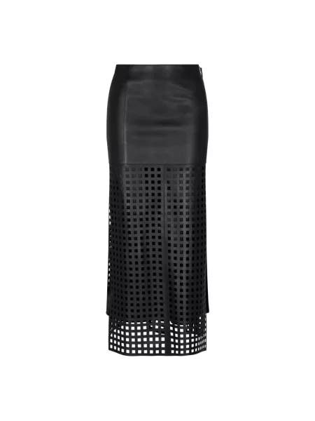 Spódnica skórzana Emporio Armani do kolan czarna