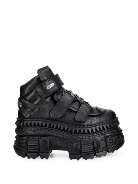 Sneakerși New Rock cu platformă cu bretele negru
