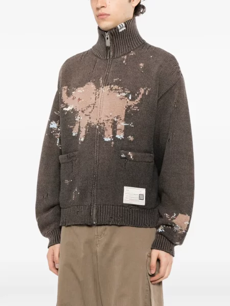 Cardigan Maison Mihara Yasuhiro din jacard gri