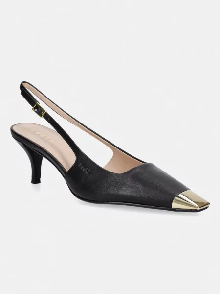 Furla pantofi cu stiletto din piele Metal Decollete negru