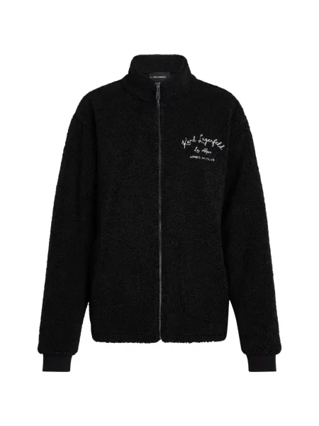 Geacă Karl Lagerfeld cu broderie din fleece negru
