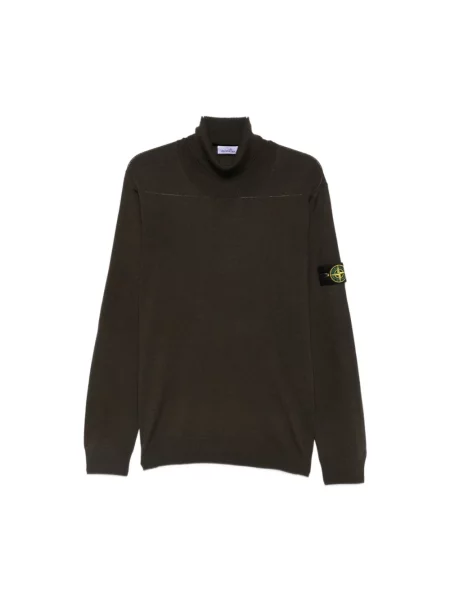 Sweter Stone Island wełniany z kamieniami brązowy