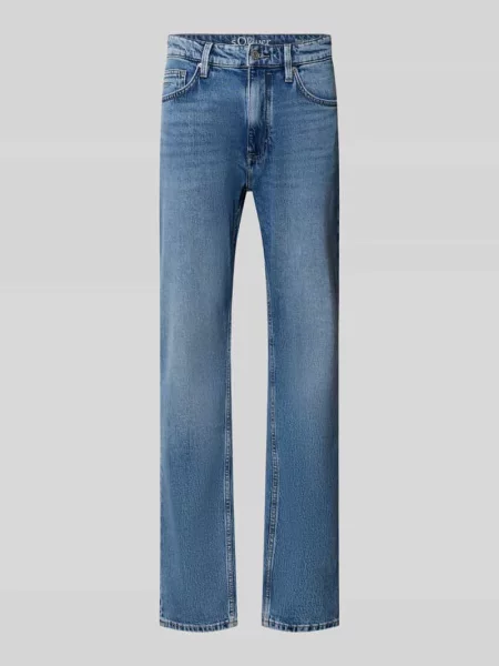 Jeansy o kroju regular fit z prostymi nogawkami z mieszanka bawełny model BENITO' S.oliver Red Label błękitne