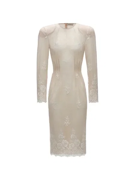 Rochie midi Magda Butrym cu buline din dantelă alb