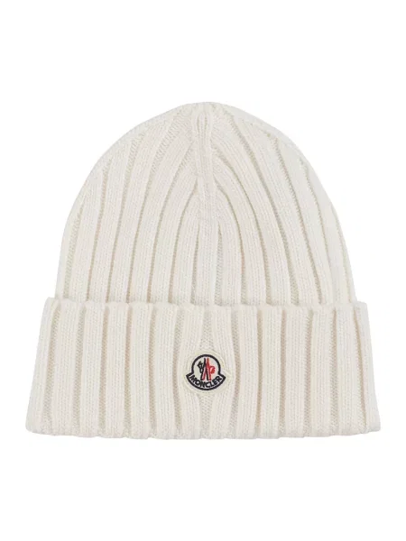 Czapka Moncler wełniana biała