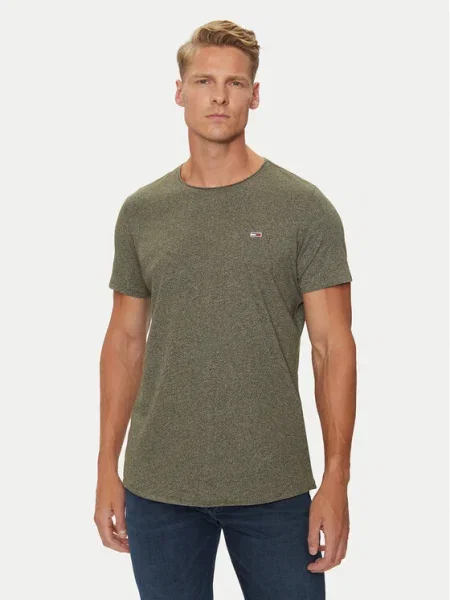 Тениска Tommy Jeans с изчистен дизайн зелено