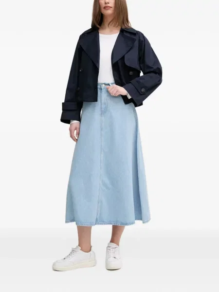 Fustă din denim Benetton în linie A albastru