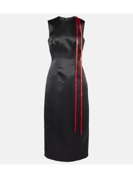 Rochie midi Simone Rocha cu funde din satin până la genunchi negru