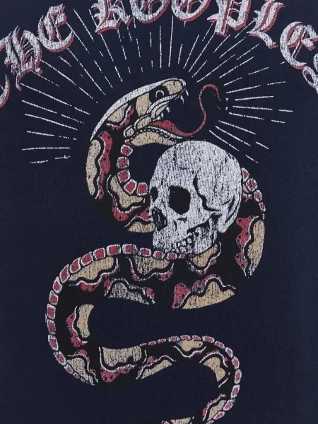 Tricou The Kooples cu model piele de șarpe albastru