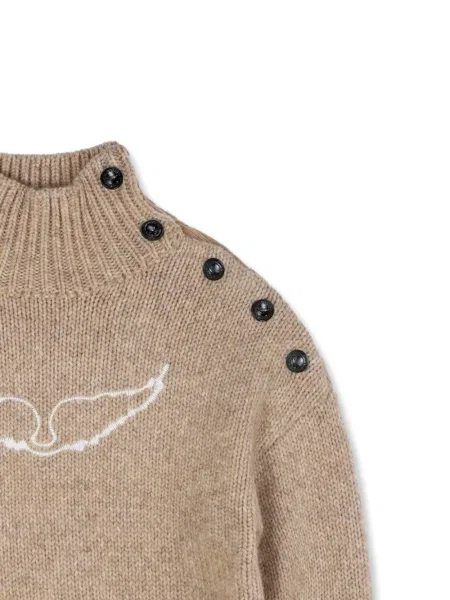 Sweter z golfem dziecięcy Zadig & Voltaire brązowy