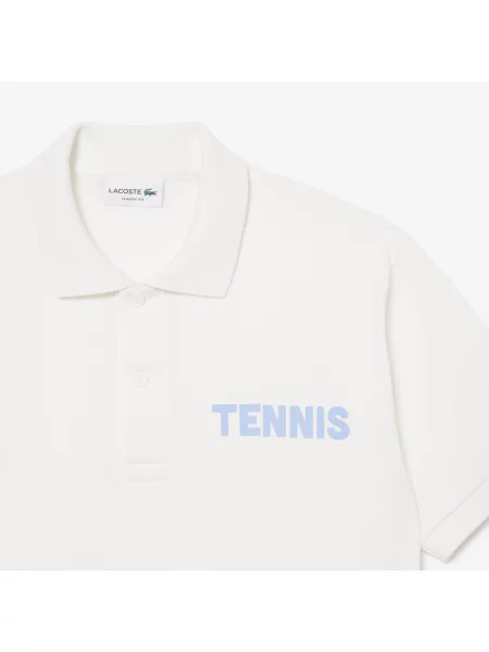 Lacoste Koszulka Polo Classic Fit Z Nadrukiem Z Dzianiny Petit Piqué biały