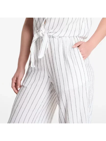 Παντελόνια Urban Classics Ladies Structured Striped Relaxed Fit Pants Off White/ Black S λευκό
