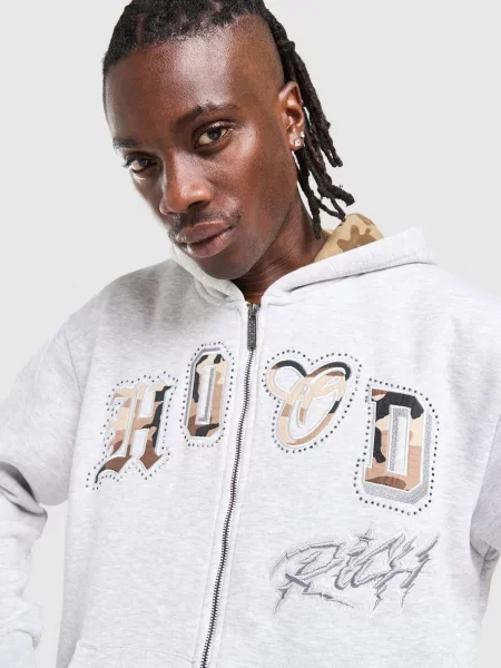 Hoodrich Bluza Rozpinana Iron Camo szara