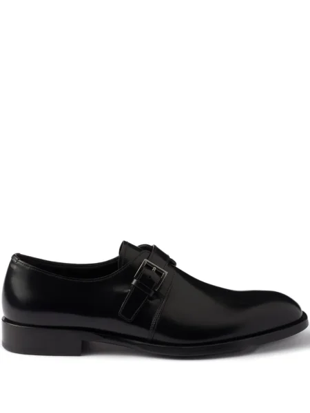 Кожаный обувки монк Prada с катарама черно