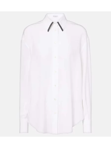 Cămașă Brunello Cucinelli din satin alb